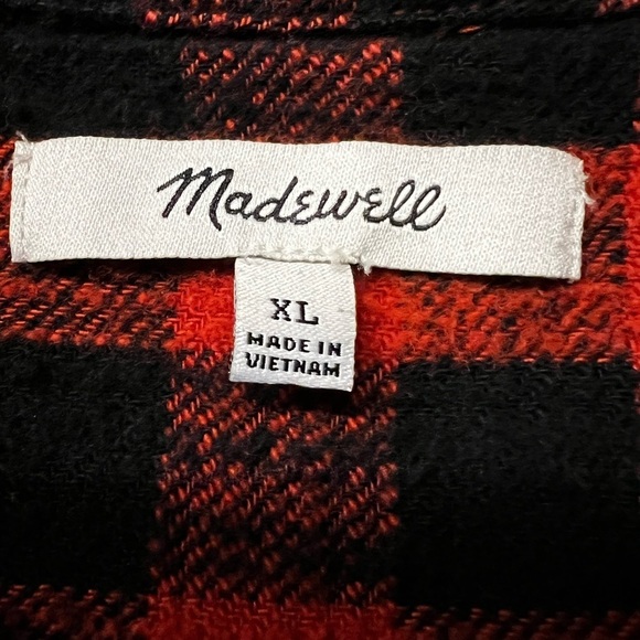 MADEWELL WOMEN’S RED & BLACK CHECKERED FLANNEL BUTTON DOWN SIZE XL - Picture 8 of 10